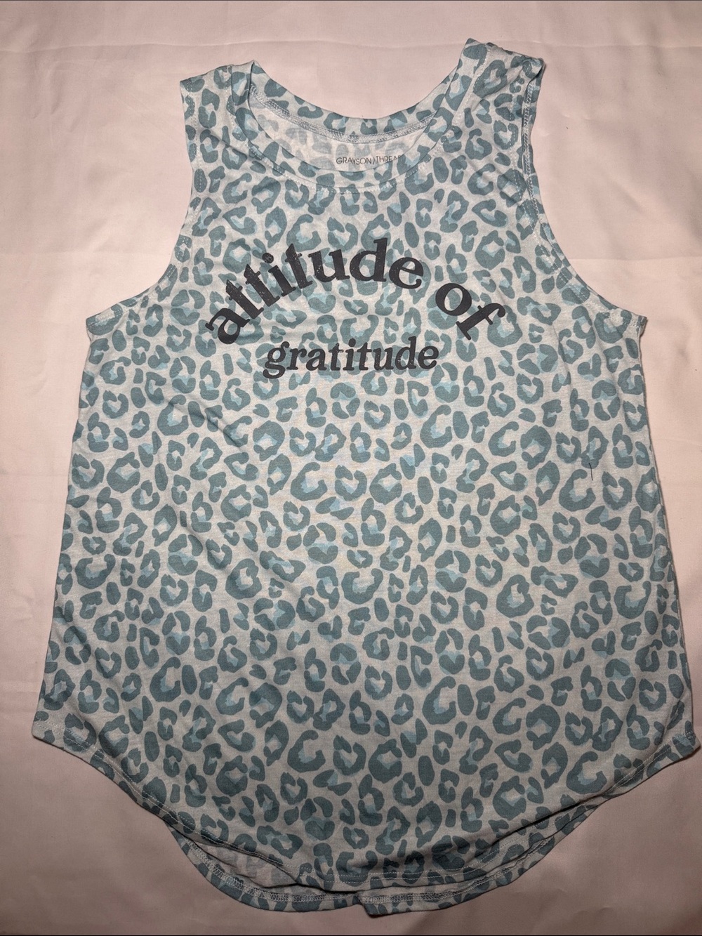 Grayson Threads Seafoam Aqua Leopard Tank with Black Logo